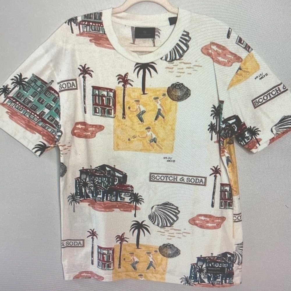 Scotch & Soda Men's Short Sleeve Tee - White with Multicolor Graphic